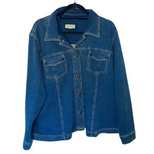 Coldwater Creek Women's Collared Blue Jean Jacket Button Down Front Cott…